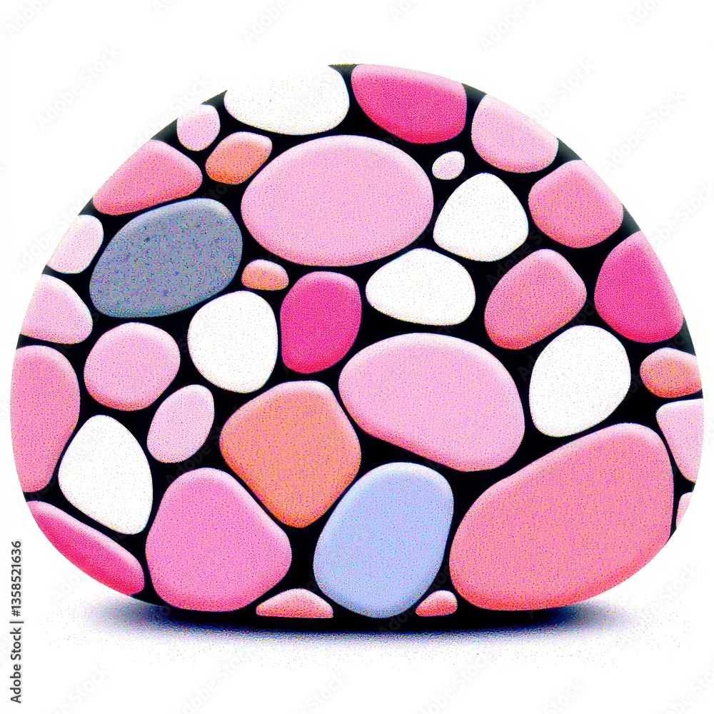 Abstract Mosaic Design with Pink White Blue and Orange Rounded Shapes on Object Abstract Mosaic Design with Pink White Blue and Orange Rounded Shapes on Object
