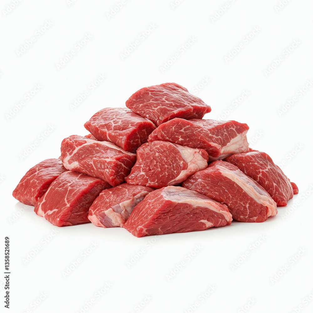 Raw beef meat isolated on white background front view Raw beef meat isolated on white background front view