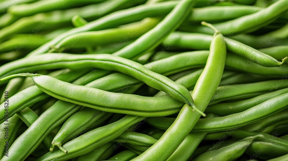 Closeup of Fresh Green String Beans Pile, Raw Organic Vegetable Heap, Healthy Natural Legume Pods Ingredient Group Closeup of Fresh Green String Beans Pile, Raw Organic Vegetable Heap, Healthy Natural Legume Pods Ingredient Group