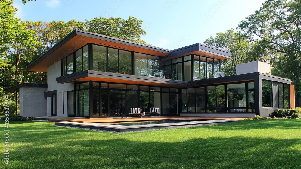 A sleek modern house with clean lines, large floor-to-ceiling windows, and a minimalist facade, perfect for highlighting contemporary architectural trends in articles or blogs. A sleek modern house with clean lines, large floor-to-ceiling windows, and a minimalist facade, perfect for highlighting contemporary architectural trends in articles or blogs.