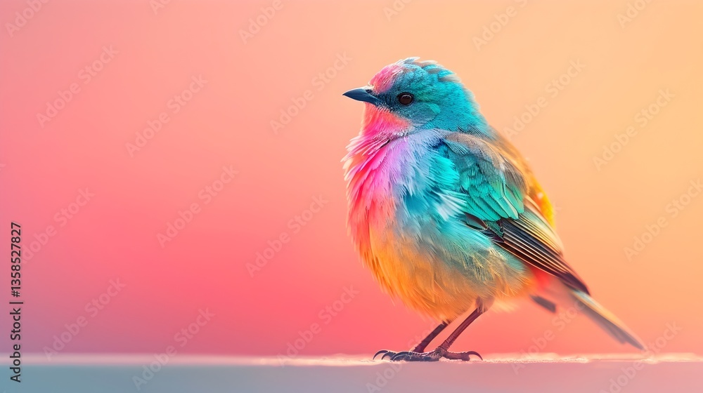 Fototapeta premium Captivating Vibrant Minimalist Bird in Side View with Intricate Plumage Patterns