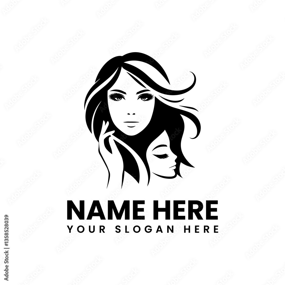 Stylized woman portrait with botanical elements. Elegant beauty design Stylized woman portrait with botanical elements. Elegant beauty design