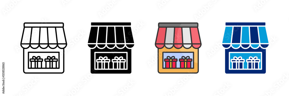 Store Window Display Icon Set Multiple Style Collection Store Window Display Icon Set Multiple Style Collection