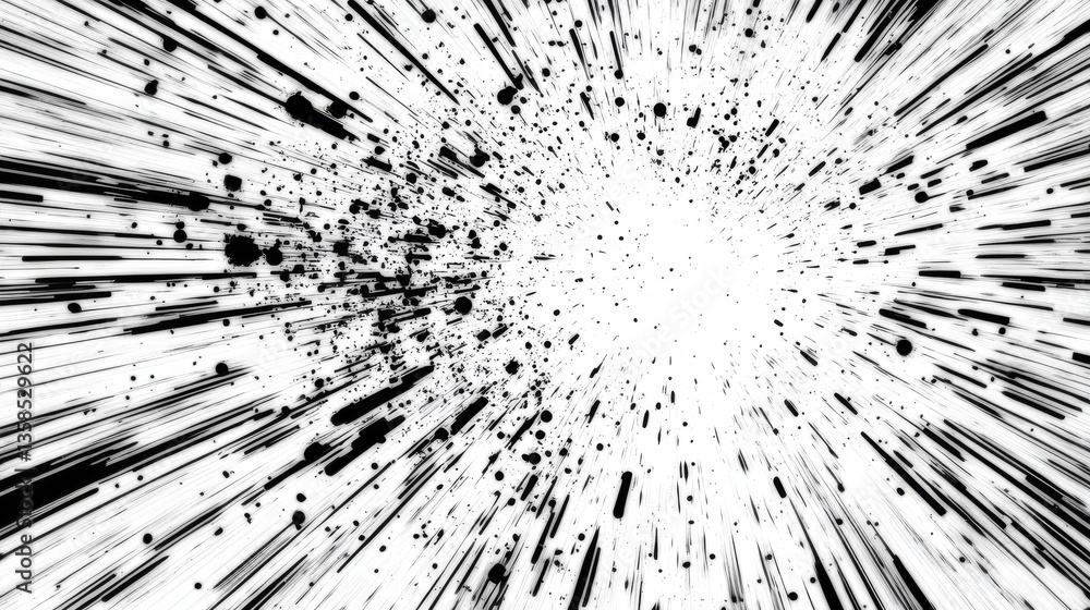 Obraz premium Dynamic black ink splatter on white background