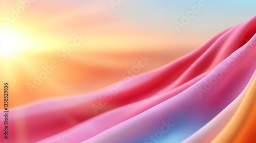 Colorful Flowing Fabric Textile Abstract Background with Sunset Soft Lighting