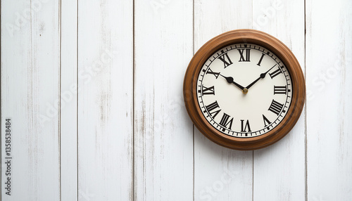 Wallpaper Mural Vintage Wooden Wall Clock Roman Numerals Timekeeping Home Decor Torontodigital.ca