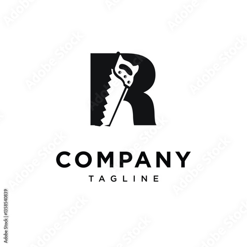 Letter R Wood Saw Logo Icon Vector