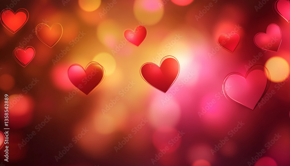 Romantic Red Hearts Bokeh Background Valentines Day Love Romantic Red Hearts Bokeh Background Valentines Day Love