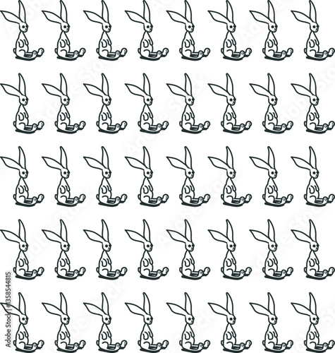 Background in the form of repeating cartoon hares or rabbits.
