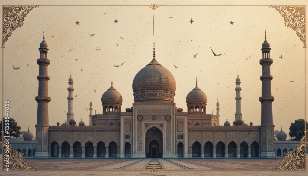 Fototapeta premium taj mahal in agra india Eid Mubarak greeting card background