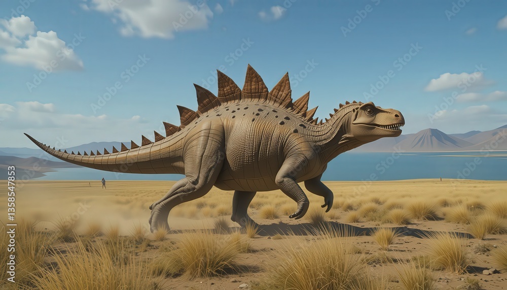 Fototapeta premium Majestic Stegosaurus Roaming Prehistoric Landscape