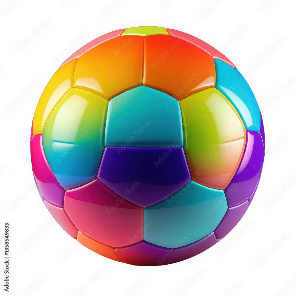 Fototapeta premium Colorful geometric soccer ball transparent background