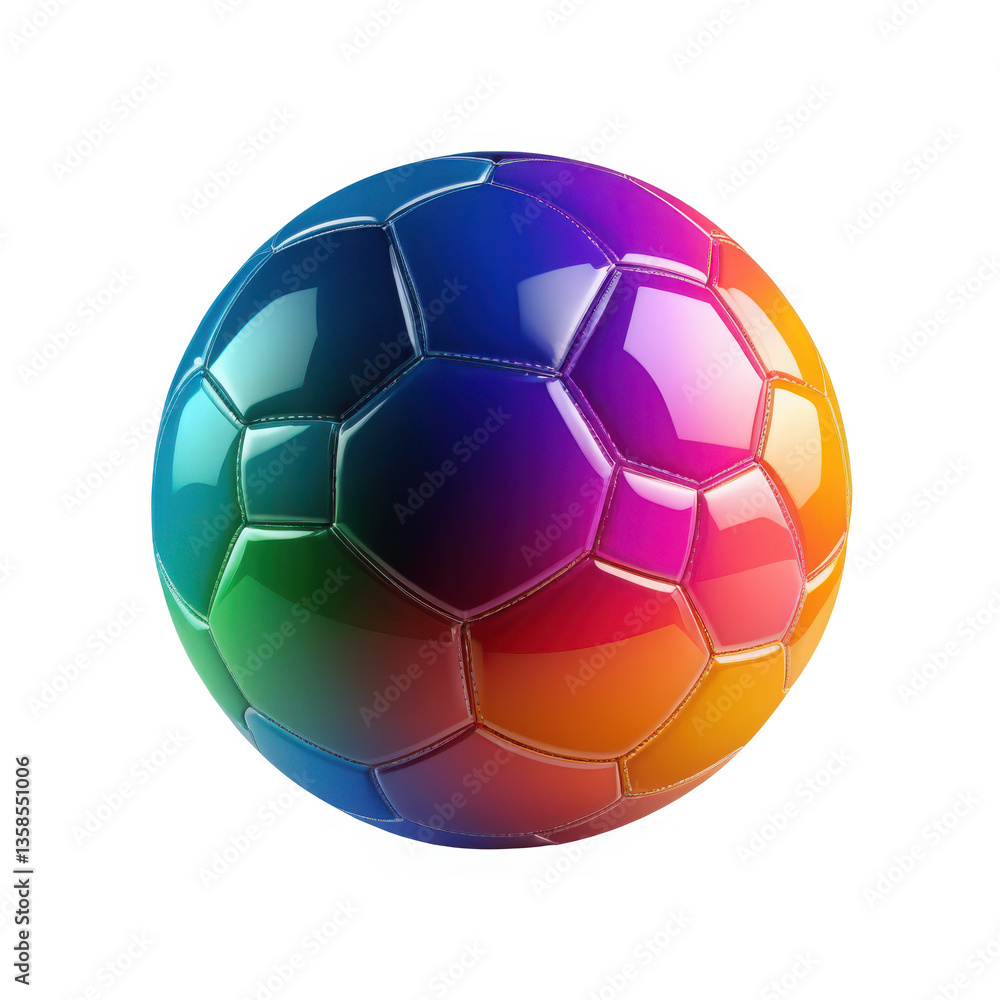 Fototapeta premium Colorful geometric soccer ball transparent background