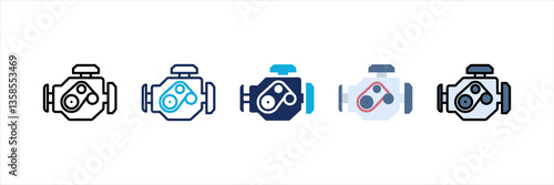 Car Engine Multi Style Icon Set