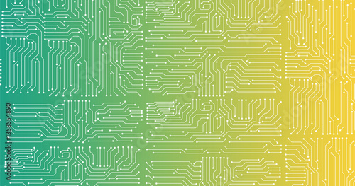 Abstract image, close-up view of circuit board illustration technology high end  computer technology circuit board. white lines on a gradient background .