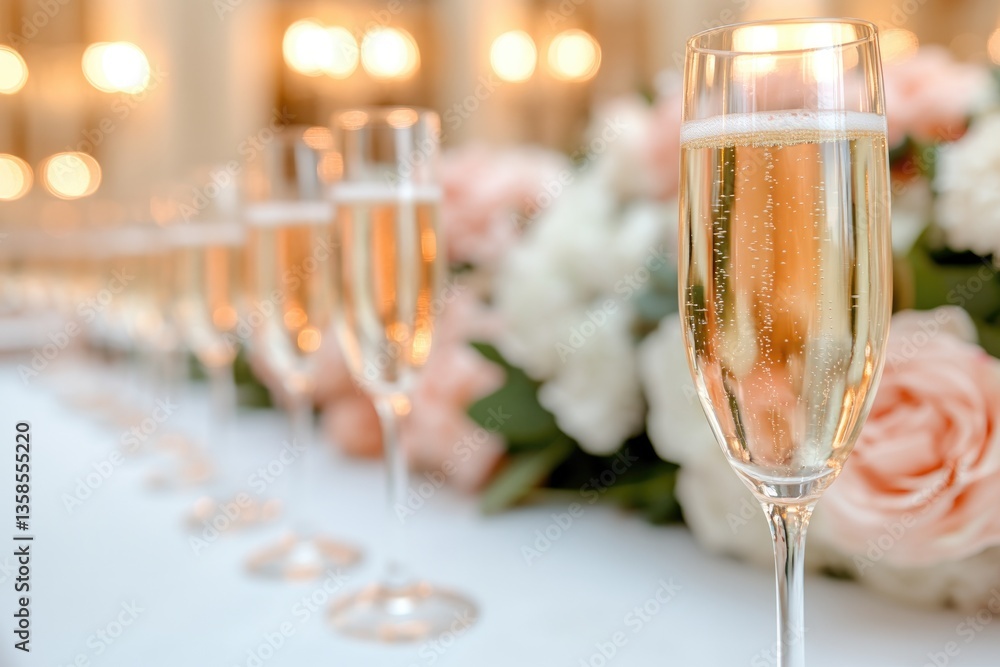 table set for chic bachelorette party with elegant thematic decorations champagne flutes and floral arrangements captured table set for chic bachelorette party with elegant thematic decorations champagne flutes and floral arrangements captured