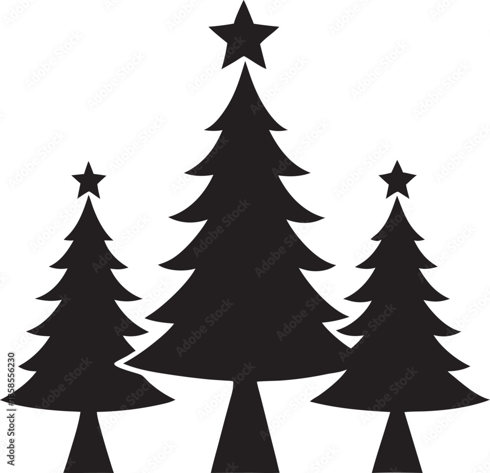 Obraz premium Christmas Trees Silhouette Vector Design – Festive Holiday Tree Clipart