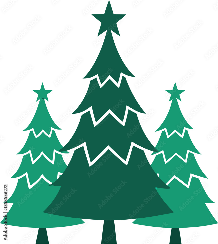 Fototapeta premium Christmas Trees Silhouette Vector Design – Festive Holiday Tree Clipart