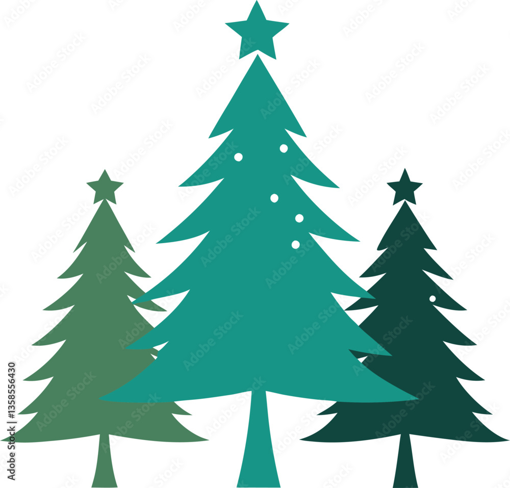 Fototapeta premium Christmas Trees Silhouette Vector Design – Festive Holiday Tree Clipart