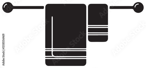 Hanging Towels Silhouette Illustration Perfect for Bathroom Designs