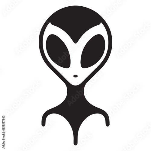 Simple Alien Head Silhouette Extraterrestrial Creature Vector Design