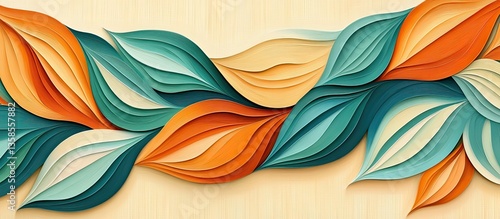 Obraz  z motywem Abstract Paper Leaf Design on Beige Background