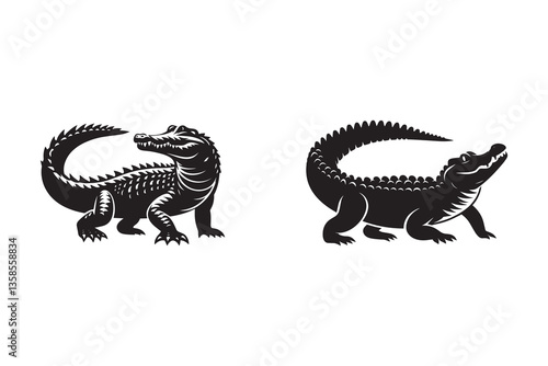 Crocodile silhouette with white background