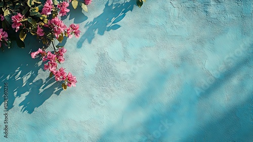 Pink Bougainvillea on a Turquoise Wall: A Summer's Day Serenity