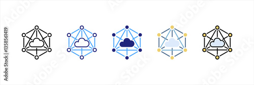 Mesh Network Multi Style Icon Set