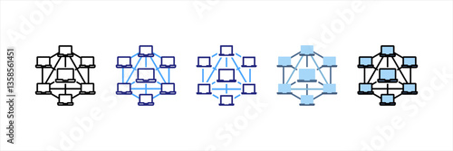 Peer To Peer Network Multi Style Icon Set