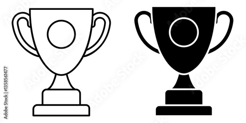 trophy cup editable stroke outline icon isolated on white background flat vector illustration, black outline, Pixel perfect