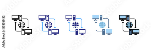Peer To Peer Network Multi Style Icon Set