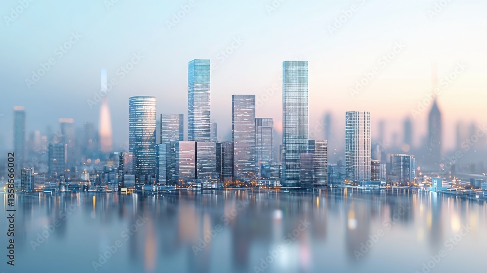 Fototapeta premium Dynamic cityscape featuring skyscrapers in background illustrating urban marketing strategies and business growth
