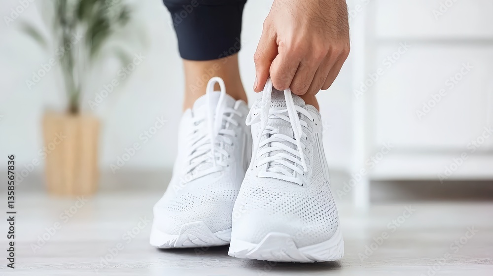 A close-up of a person tying their running shoes, promoting an active lifestyle for kidney health with ample margins for captions, A close-up of a person tying their running shoes, promoting an active lifestyle for kidney health with ample margins for captions,