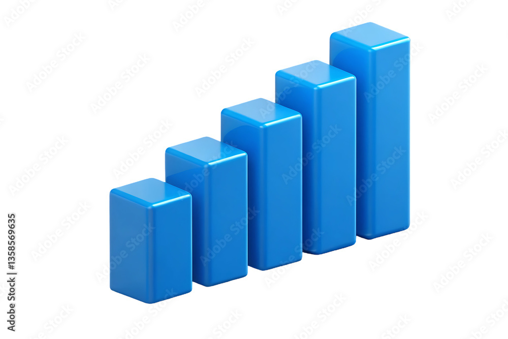 3D blue bar graph showing growth and progress. 3D blue bar graph showing growth and progress.
