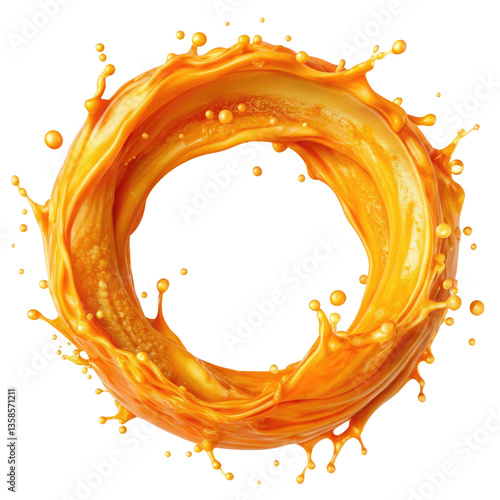 orange juice splash isolated on transparent white background, clipping path