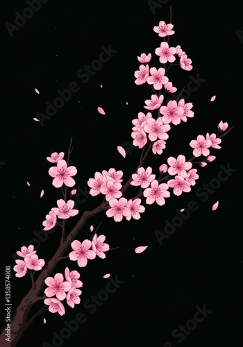 pink flowers, black background phone aesthetic wallpaper