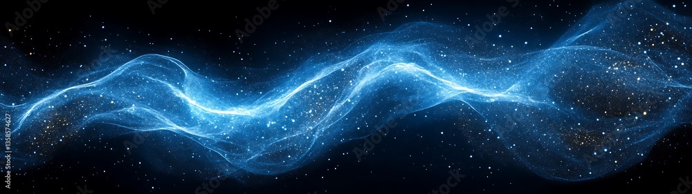 Fototapeta premium Abstract illustration of a glowing blue nebula in a dark night sky