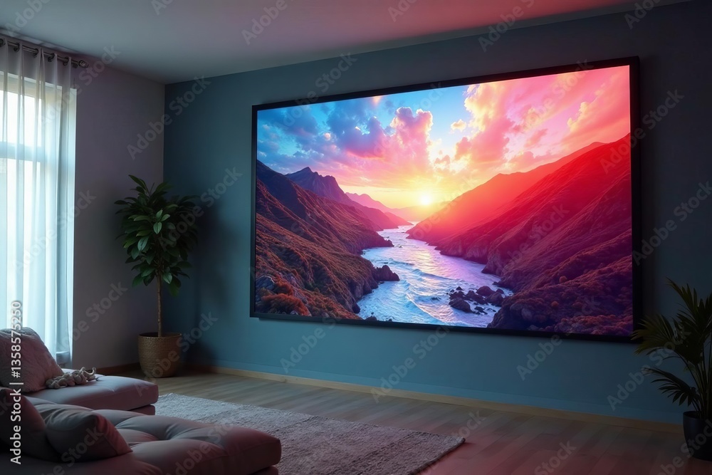 High definition projector screen on blank wall, cinema, display, movie High definition projector screen on blank wall, cinema, display, movie