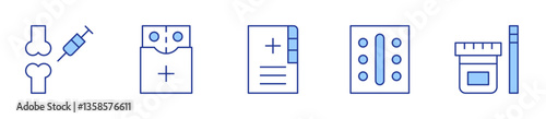 injection, medicine, medical report, medication, medical test. Medical Icon vector illustration. Line Duotone style. Editable stroke