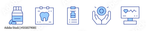 medication, x rays, medical report, health, monitor. Medical Icon vector illustration. Line Duotone style. Editable stroke