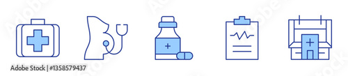 pregnancy, medicine, cardiogram, medical appointment, first aid kit. Medical Icon vector illustration. Line Duotone style. Editable stroke