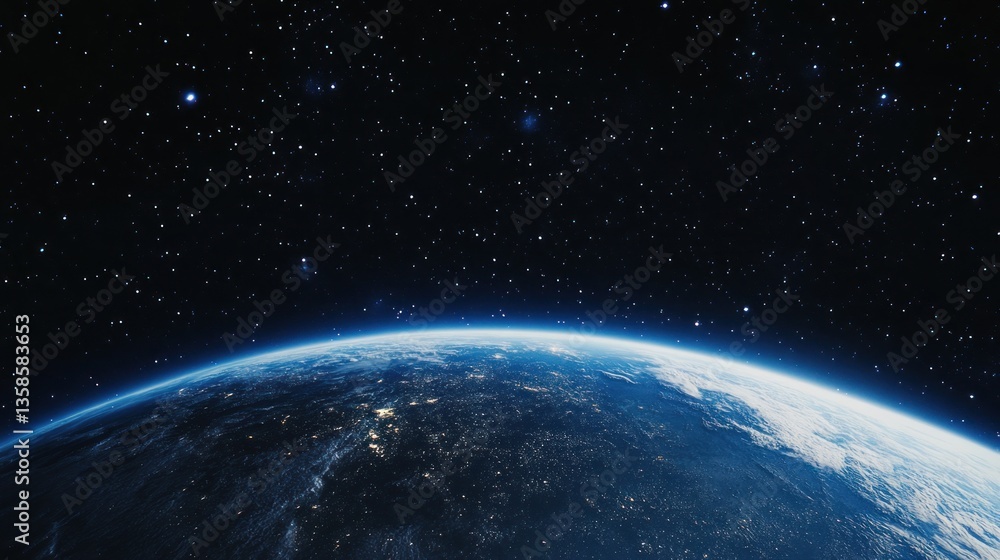 Fototapeta premium Earth From Space: A Celestial Night View