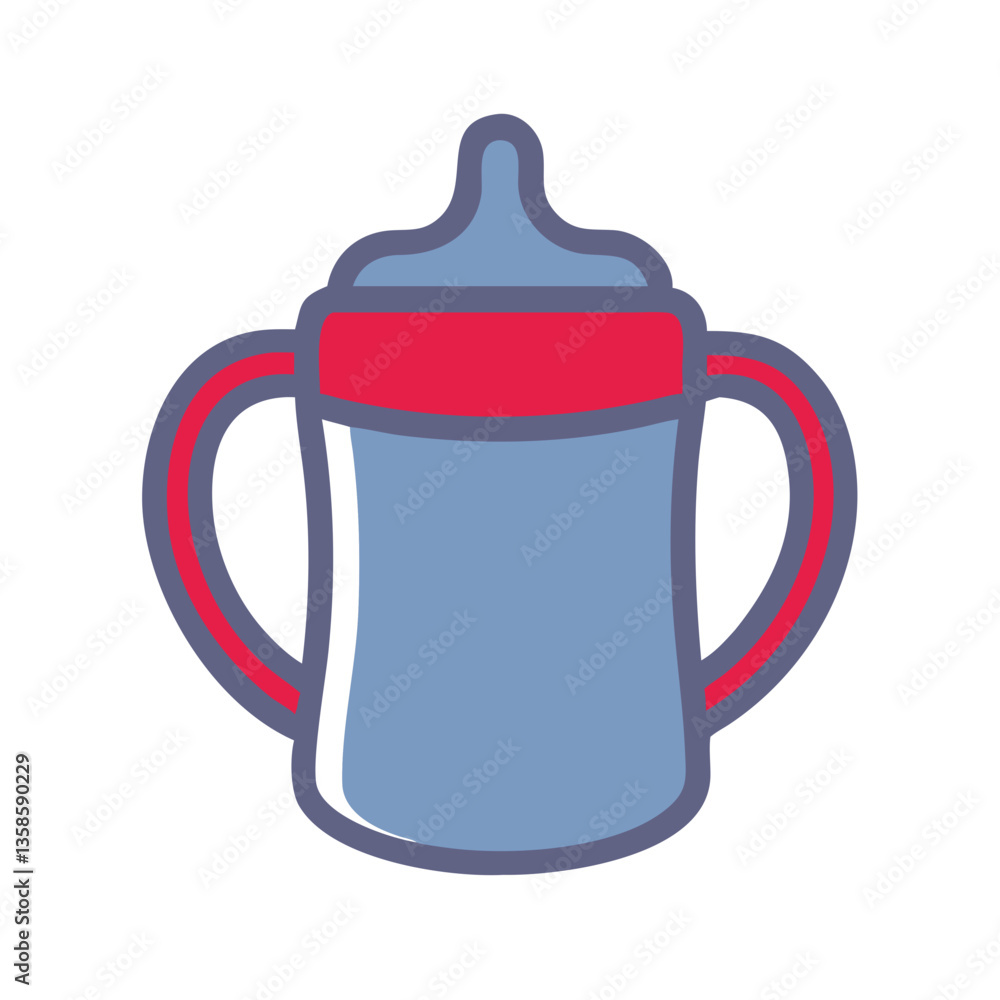 Baby sippy cup icon in bright colors representing childhood Baby sippy cup icon in bright colors representing childhood