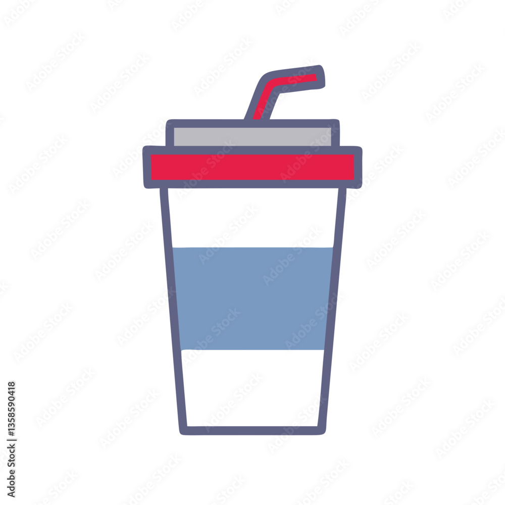 Beverage cup with straw in a simple, colorful design Beverage cup with straw in a simple, colorful design