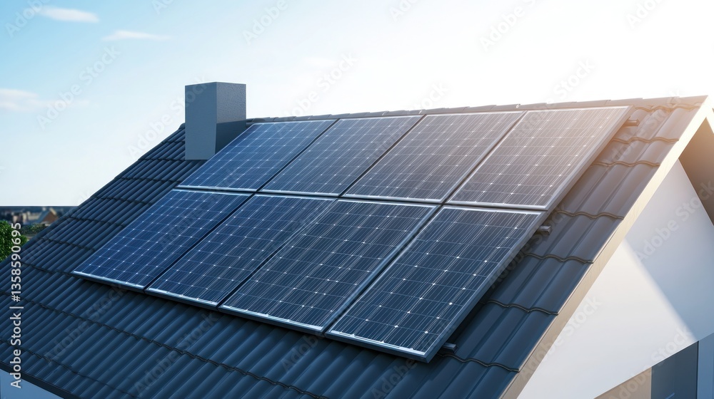 Solar Panels on a House Roof: Sustainable Energy Solution Solar Panels on a House Roof: Sustainable Energy Solution