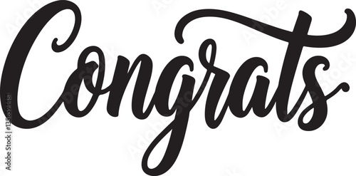 Congrats brush hand lettering, isolated on white background. Vector typography illustration.
