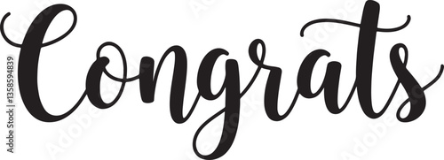 Congrats brush hand lettering, isolated on white background. Vector typography illustration.
