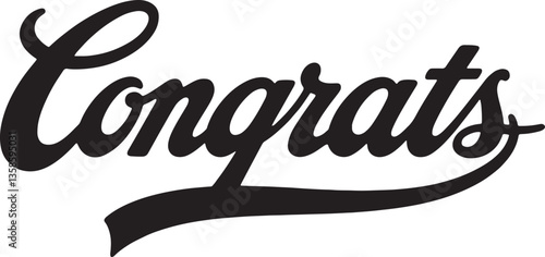 Congrats brush hand lettering, isolated on white background. Vector typography illustration.
