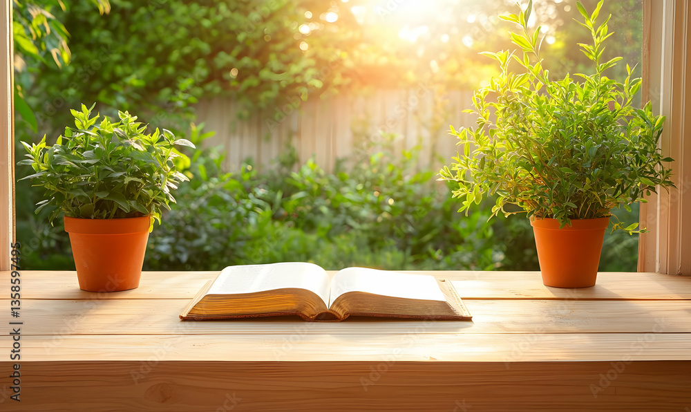 Warm Saturday Morning Light Casting Shadows on Open Scripture Book Warm Saturday Morning Light Casting Shadows on Open Scripture Book